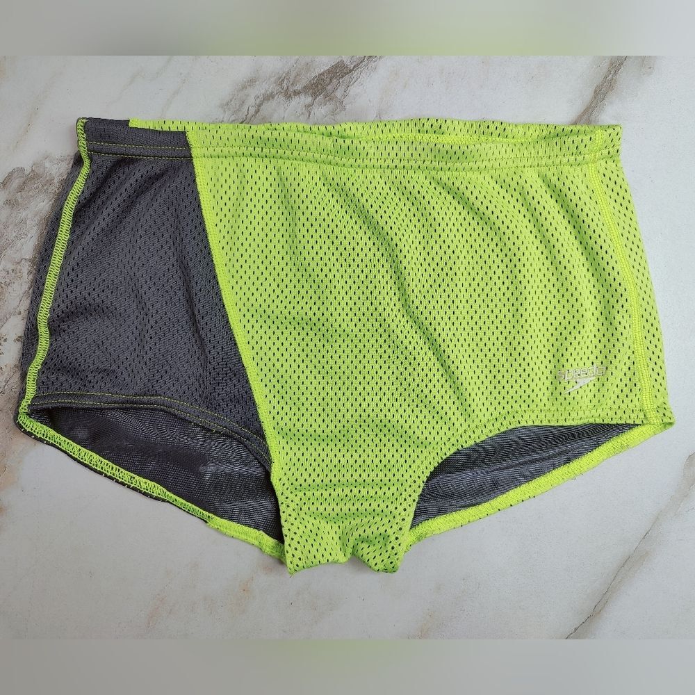 Speedo Neon Green and Gray Bikini Mesh Bottom Swimwear Sz 28